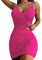 shownicer Robe Moulante d'été pour Femmes Spaghetti Strap V Neck Backless Robe Sexy Robe Courte Moulante Dos Nu sans Manches Clubbing Cocktail Party Robe A Rose L