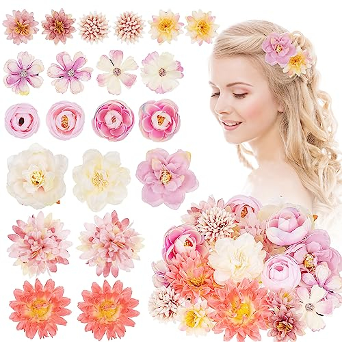 HIFOT 21 Stücke Hawaii Bunte Haarspangen Damen, Blume Haarklammern Mädchen, Haarclips Kinder Blume Haarschmuck für Frauen Party Haarstyling Haarnadeln Hochzeit Haar Accessoire