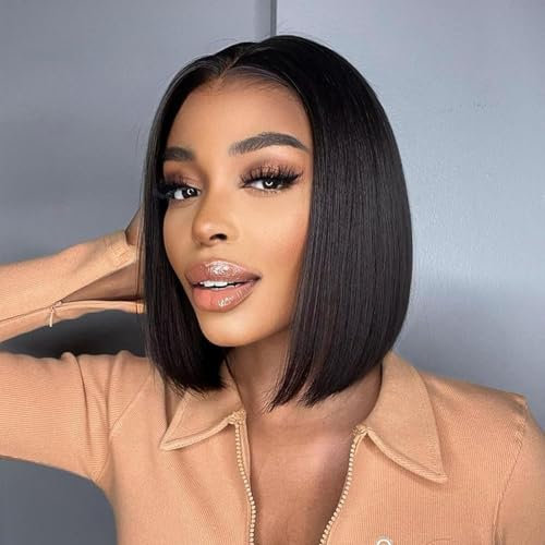 FASHION IDOL Bob Lace Frontal peluca de pelo humano prearrancado 20 cm Bob peluca corta para mujeres sin pegamento, parte T, encaje HD, cerebro virgen brasileño