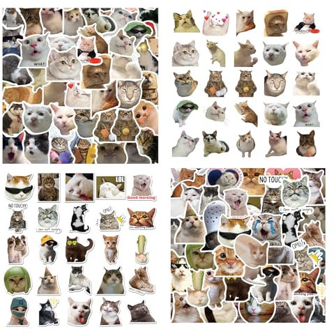 Lustiges Katzen Aufkleber Set, Katze Emoticons Aufkleber für Laptop, Lustige Katzen Aufkleber, Meme Aufkleber Wasserflaschen Laptop 100 Stück Aufkleber für Handyhülle Katze