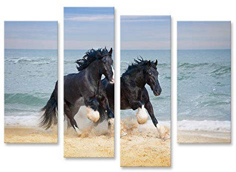 islandburner Tableau sur toile Pépinière de deux beaux grands chevaux Cadre Affiche Poster Murale Tableaux