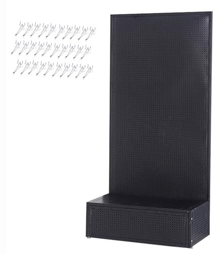 XRRJFYH Porte Outils Métal avec Crochets, Panneau Porte Grand, Panneau Perforé, Pegboard pour Garage, Atelier, Cuisine, Bureau, Jeux (Size : Negro)