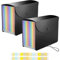 Meknaail File Organiser 13 Pockets A4 Size Expanding Accordion Filing Boxes with Lid and Colour Labels Folders for Paperwork and File Storage (Pack of 2)