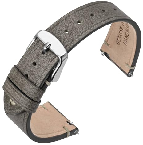 ANNEFIT Leder Uhrenarmbänder 22mm Armband, Öl Wachs Leder Uhrenarmband mit Schnellverschluss (Grau)