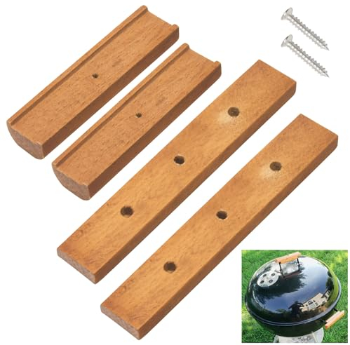 Lot de 2 poignées de rechange en bois de cerisier compatibles avec barbecue à charbon Weber de 57,1 cm et 47 cm One Touch et de nombreux barbecues et fumoirs similaires