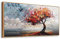 MHARTK66 Rote Baum Bilder Mit Rahmen Holz, Bäume Natur Leinwand Bilde Aesthetic, 50x100 cm Groß Wandbilder Wohnzimmer, Modern Wanddeko Kunstdruck Schlafzimmer Esszimmer Büro Küche
