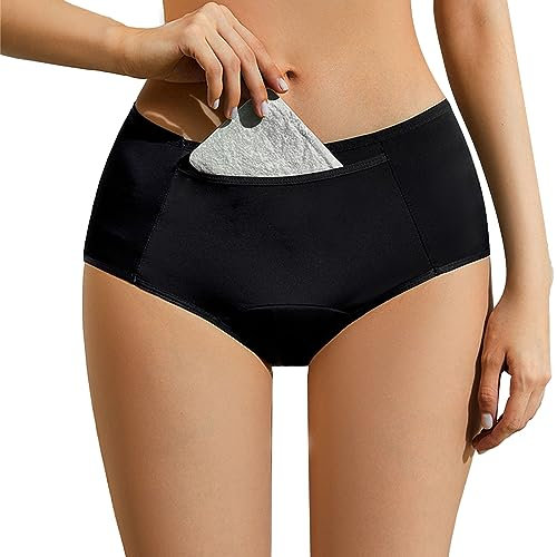 Sunnyuk Perioden Unterwäsche Teenager Damen Menstruations Badeanzug Period Panties Seamless High Waist Perioden Bikinihose zum Schwimmen Mädchen Starke Blutung Unterhose Bademode Snuggs Waschbare