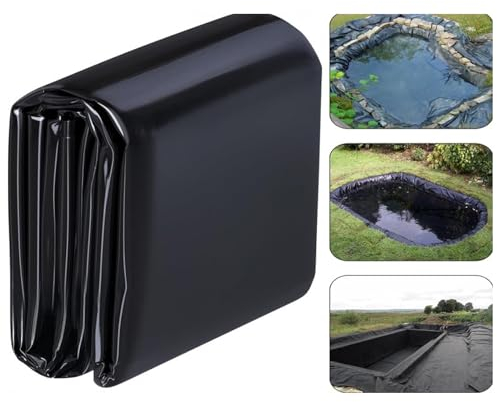 Teichfolien, Flexibilität, 0,3 mm, Langlebig, HDPE Teichfolie, Teichplane Schwarz, für Fischteiche, Brunnen, Wassergarten und Wasserfall(Size:3 * 2.1M)
