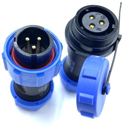 Anschlussstecker Luftfahrtstecker SP17 3 Polig, IP68 3 Pin Lötfreier Aviation-Stecker Wasserdichter und Staubdichter Luftfahrtstecker für Außenlampen Verwendet 500V 10A (14AWG Kabel Schraub-Crimp)