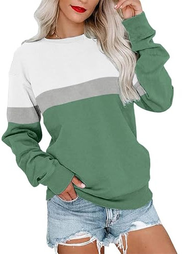 Cindeyar Sweatshirt Damen Pullover Elegant Langarmshirt Rundhals Farbblock Pulli Longsleeve Oberteile Winter Shirt Langarm Tops Sweatshirts Ohne Kapuze