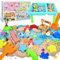 Herenear Sand Sandbox Set, Geschenke für Mädchen Meerjungfrau Spielsand Koffer mit 1200g, Strandwerkzeuge Sensorisch Sandspielzeug Zaubersand, Kinder Bastelsets Geschenk