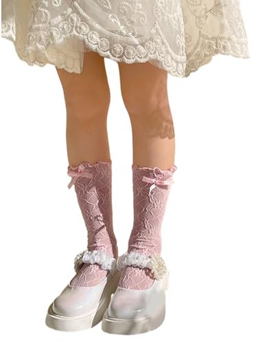 ZHOUYQX Calcetines de bebé, Calcetines de Media Pantorrilla de Malla con Encaje para niñas pequeñas, Calcetines de Rejilla para niñas pequeñas con Volantes
