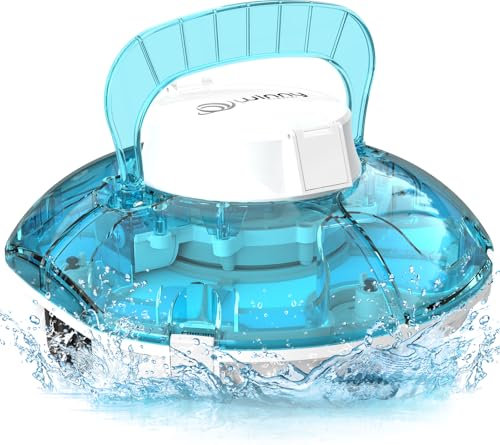 WINNY POOL CLEANER Winny 200 Poolroboter, Poolsauger kabellos mit Akku, 75 Min. Laufzeit, für Aufstellpools bis 60 m², Doppelfiltration, Automatisches Parken, Kompakt Leicht (Transparentes Blau-Weiß)