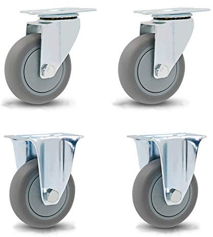Plattenrollen, bewegliche Lenkrollen, strapazierfähig, 360 Grad drehbar, für Möbel, Trolley, Ersatzrollen, für Werkbank, Trolley, Schrank, Standard + universal, 100 mm