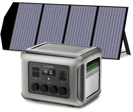 ALLPOWERS R2500 Power Station con Pannello Solare da 140W, 2016Wh LFP Batteria, 4 Uscite AC da 2500W(Picco 4000W) Generatore Solare, 0-80% in 1ora, UPS, Stazione di Alimentazione per Casa, Campeggio