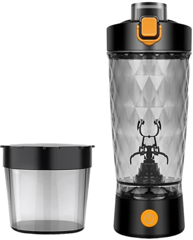 CLIUNT Electric Protein Shaker Bottle, Rechargeable Mixer Cup for Protein Shakes and Meal Replacements Shakes, Protein Shake Blender, Shaker Cup with a Supplement Storge, BPA Free, 650ML