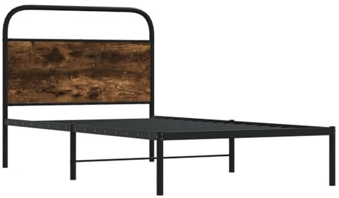 vidaXL Bettgestell ohne Matratze 90x190 cm Räuchereiche Holzwerkstoff, Bettrahmen, Bett, Einzelbettrahmen, Schlafzimmermöbel, Einzelbett