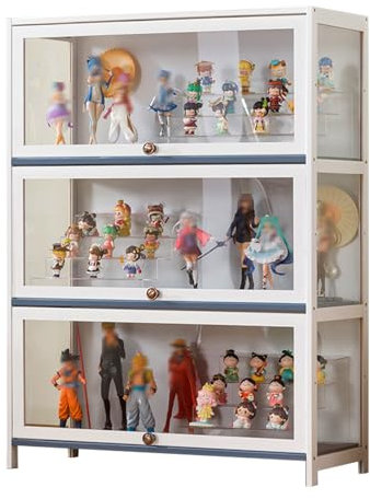 Witriolik Acryl Vitrine Groß, Vitrinenschrank Glas Wohnzimmer Vitrine, Vitrinenschrank Wohnzimmer für Miniaturmodelle von Modellbau(80x33x106cm-3 Schicht/Weiß-Auf DREI Seiten transparent)