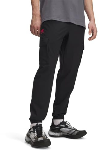 Under Armour Gewebte Cargohose für Herren, Schwarz/Racer Red, Groß