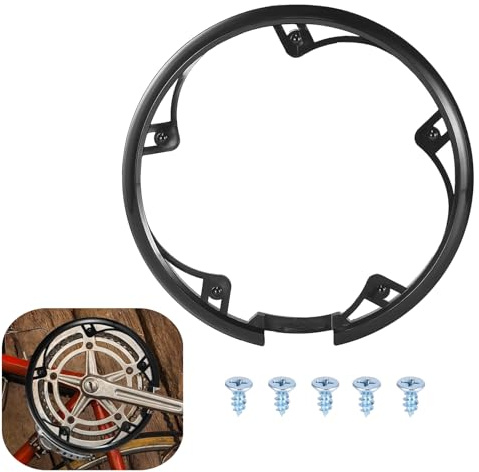 Selxran 1 Pack Bicycle Chain Wheel Protector Professional Bike Chain Guard Protector with 5 Screws Cover Accessories for Mountain Bike, Black,5 Holes 48T
