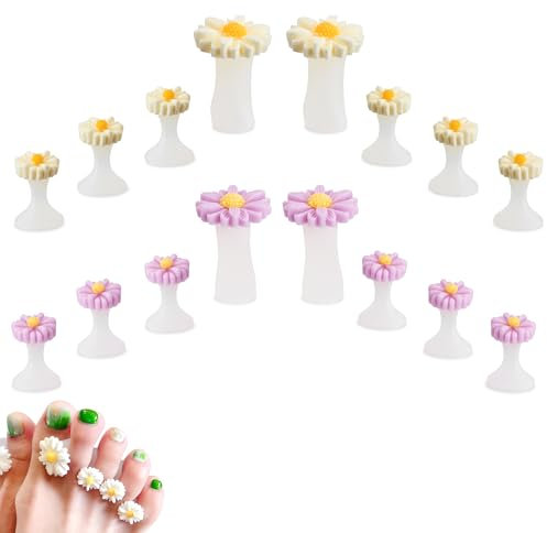 Séparateurs D'Orteils en Silicone 18 Pièces Separateur Pedicure Marguerite Fleur Diviseur Entretoises Réutilisable Professionnel pour DIY Nail Art Manucure Salon Maison Blanc Violet