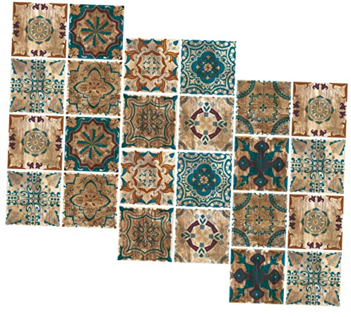 Angoily 24stücke Fliesenaufkleber Diy-fliesenaufkleber Fliesenornament Fliesenpaste Küchenaufkleber Entfernbarer Pvc-aufkleber
