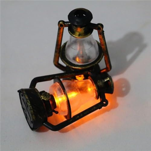 1Pc Miniature Lamps for Dollhouse, Doll House Miniature Retro Oil Lantern Dollhouse Accessories Scene Ornaments Dollhouse Miniature Scene Model Hurricane Lantern Kerosene Lamp, Dolls Accessories