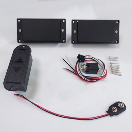 Aktive Humbucker Tonabnehmer Set, kompatibel mit EMG 81 85 Style, mattschwarz, 25K Töpfe Verkabelungsset, für Fender Strat HH & die meisten HH E-Gitarren, hoher Ausgangston für Rock Metal