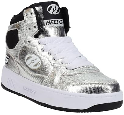 HEELYS Unisex-Kinderschuh mit Rollabsatz, silber/schwarz, 7 Big Kid