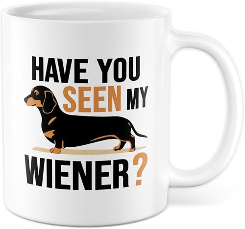 Tasse Büro mit Spruch – Geschenk “Have you seen my wiener ?” – Kaffeetasse 330ml aus Keramik – Witz Humor Witzig Geschenkidee Büro Kollegin Kollege Kaffee-Becher