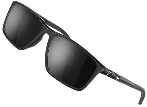 gesruny ㅤ Polarisierte Sonnenbrille für Herren und Damen, UV400-Schutz, ultraleicht, Retro, rechteckiger Rahmen zum Fahren, Starry Black