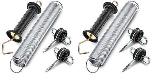ISTOVO 8 Pieces Electric Fence Gate Handle Kit Electric Fence Gate Kit Anchors Spring Gate Handle Kit