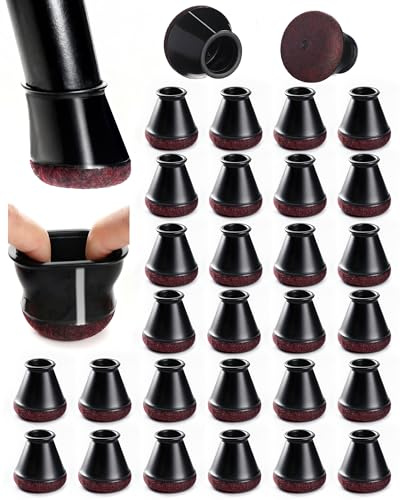 Acual Chair Leg Floor Protectors, 32 Pack Silicone Chair Leg Caps 14-20mm | 32 Pack Transparent Silicone Chair Leg Caps With Felt Pads For 14–20mm Furniture Legs To Protect Hard Floors
