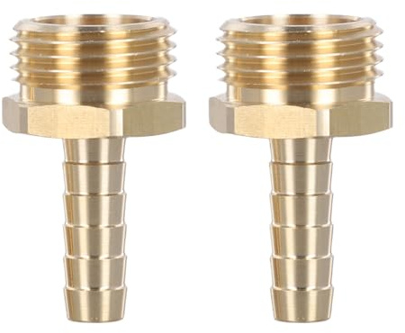 Lot de 2 adaptateurs de tuyau d'arrosage en laiton : 3/8 cannelure vers trois quarts de diamètre extérieur 1 ou 2 ou 5 ou 8 ou 3 ou 4 cannelures pour une compatibilité avec les tuyaux standard haute