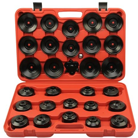 TSX TOOL Kit 31 Llaves para Filtros de Aceite con Extractor 3 Garras 65-120mm y Maletín compatible con vehículos de uso general