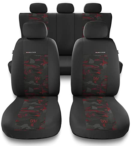 Mossa - Universal Sitzbezüge Auto kompatibel mit Peugeot 205, 206, 207, 208 (1983-2019) - Autositzbezüge Schonbezüge für Autositze - UNE-RD