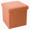 INTIRILIFE Faltbarer Sitzhocker 38x38x38 cm in MANDARINEN ORANGE - Sitzwürfel mit Stauraum und Deckel aus Stoff in Leinen Optik - Sitzcube Fußablage Aufbewahrungsbox Truhe Sitzbank