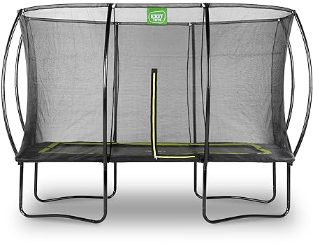 EXIT Toys Silhouette Trampolin - 244x366cm - Rechteckiges Gartentrampolin Outdoor für Kinder - Mit Sicherheitsnetz und Fußschutzsystem - Preisgünstig - Sicherer Einstieg - Gute Sprungkraft - Schwarz