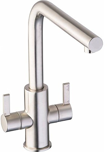 Abode Althia Brushed Steel Twin Lever Kitchen Sink Mixer Tap AT1257