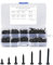 Selbstschneidende Schraube, 500PCS M3 Kreuz Antriebsknopf Pan Kopf Rundkopfschrauben Verschluss Sortiment mit Kunststoff-Box(Black)