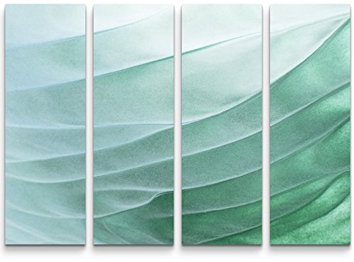 Leinwandbilder | Bilder Leinwand 130x90cm 4 Teile Abstrakt – grüne Wellen