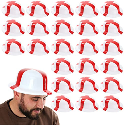 England Bowler Hat - Pack of 24 - English St Georges Flag Bowler Hat - Fancy Dress Accessory for Indoor Outdoor Sporting Events, Street Parties, Festivals and Celebrations