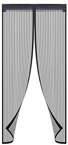 Magnetic Screen Door, Magnetic Door Fly Screen Curtain Magic Paste Curtains Super Quiet Stripes Encryption for Anti Mosquito or Anti Pest Magnetic Soft Door (90 * 210cm/black)