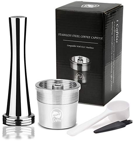 i Cafilas ILLY Kaffeekapsel aus Edelstahl, wiederverwendbar, nachfüllbar, Espresso, Kaffeepad, für ILLY Iperespresso Kaffeemaschine X9, X8 X7,1 Y5 Y3 Y1.1 (Kapsel + Tamper)