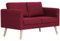 vidaXL Sofa 2-Sitzer mit Rückenkissen Sitzkissen Zweisitzer Polstersofa Loungesofa Lounge Stoffsofa Sitzmöbel Wohnzimmer Stoff Holzrahmen Weinrot