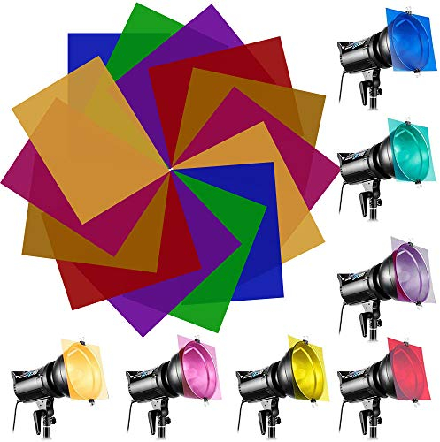 EMAGEREN 14 Stück Gel Farbfilter Filter Farbfolien 7 Farben Beleuchtungs Folien Farbfilter Transparente Farbige Farbfilm Folie Farbkorrektur für Foto Studio Blitz LED Licht Scheinwerfer, 22 * 28cm