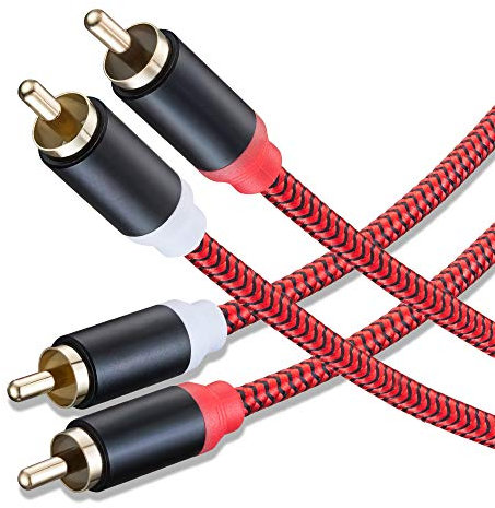 RCA Cable 5M,2Rca Male to 2-Rca Male Audio Stereo Subwoofer Cable [Hi-Fi Sound] Nylon-Braided Auxiliary Cord for Home Theater,Hi-Fi Systems,and more(15Ft/5M)