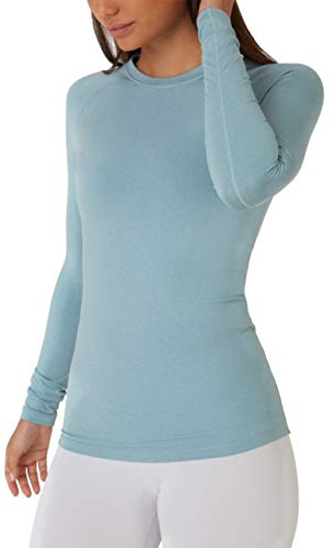 TCA Thermounterwäsche Damen Extra Warm - Thermo Unterwäsche für Sport - Thermoshirt Funktionsshirt Langarm - Kompressions Laufoberteil - Türkis, M