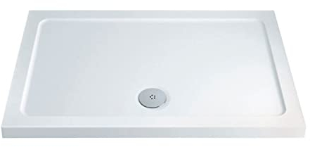 Eacon Low Profile White Stone Resin Acrylic Capped Rectangle Shower Tray Premium Quality 1100 x 900