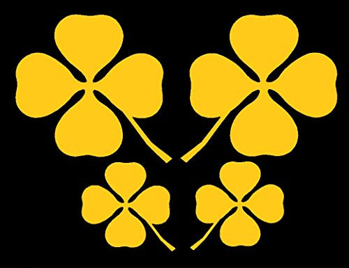 Adesivo Sticker Quadrifoglio - Ideale per Auto - Moto - Scooter - Camion - Camper - Decora LA Tua Macchina - Alfa Romeo - Vinile di Alta QUALITA' - 2 PZ 10 X 10 CM E 2 PZ 4.5 X 4.5 CM Oro